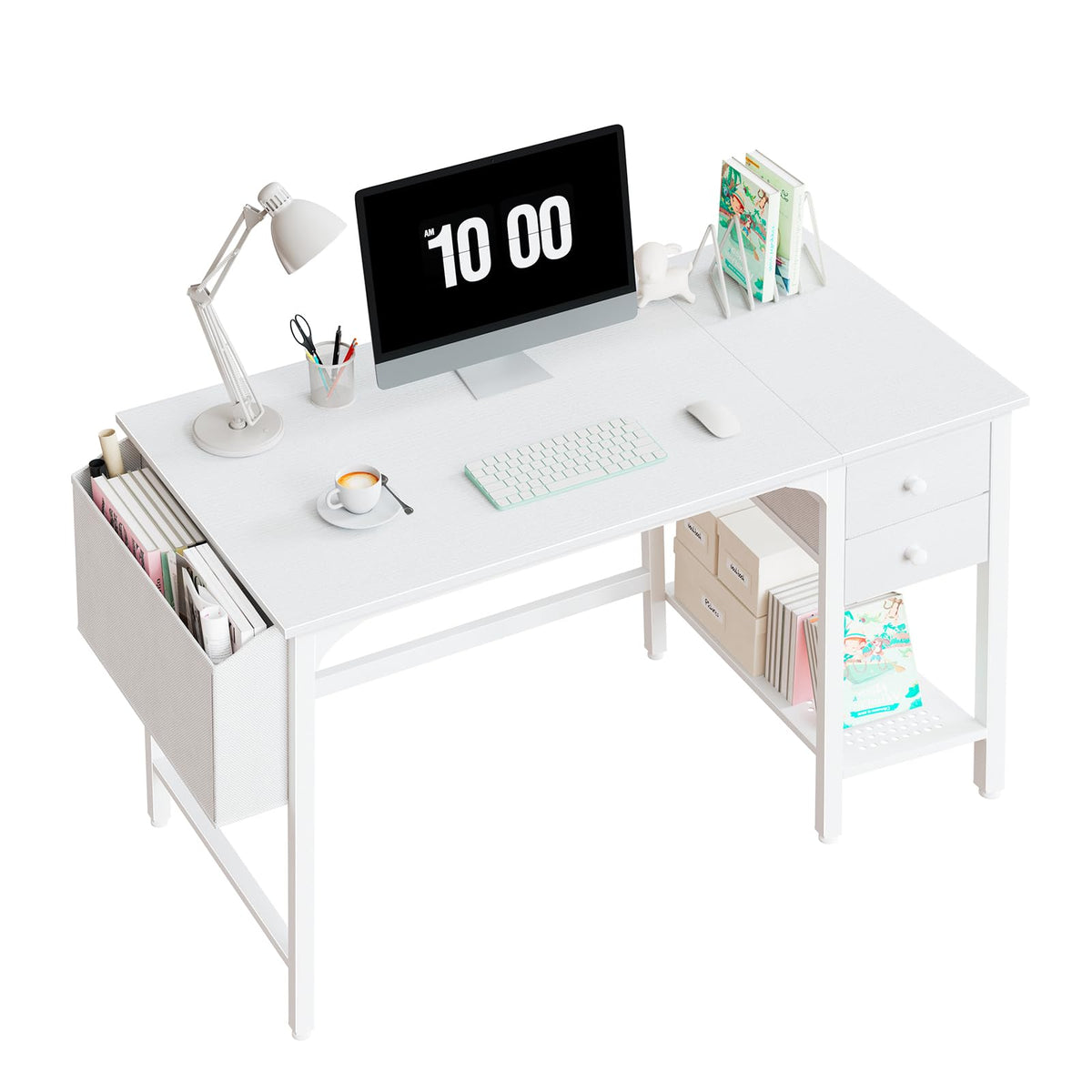 Lufeiya white small desk surface for a neat, space-saving study area