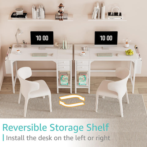 Lufeiya white small desk open spaces reveal flexible under-desk organization