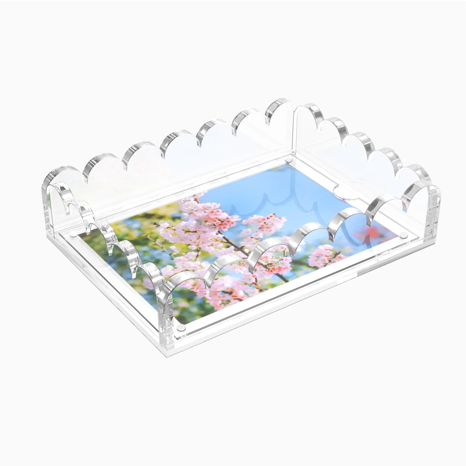 LUGUNU scalloped tray with magnetic mat displays photos securely on any surface.