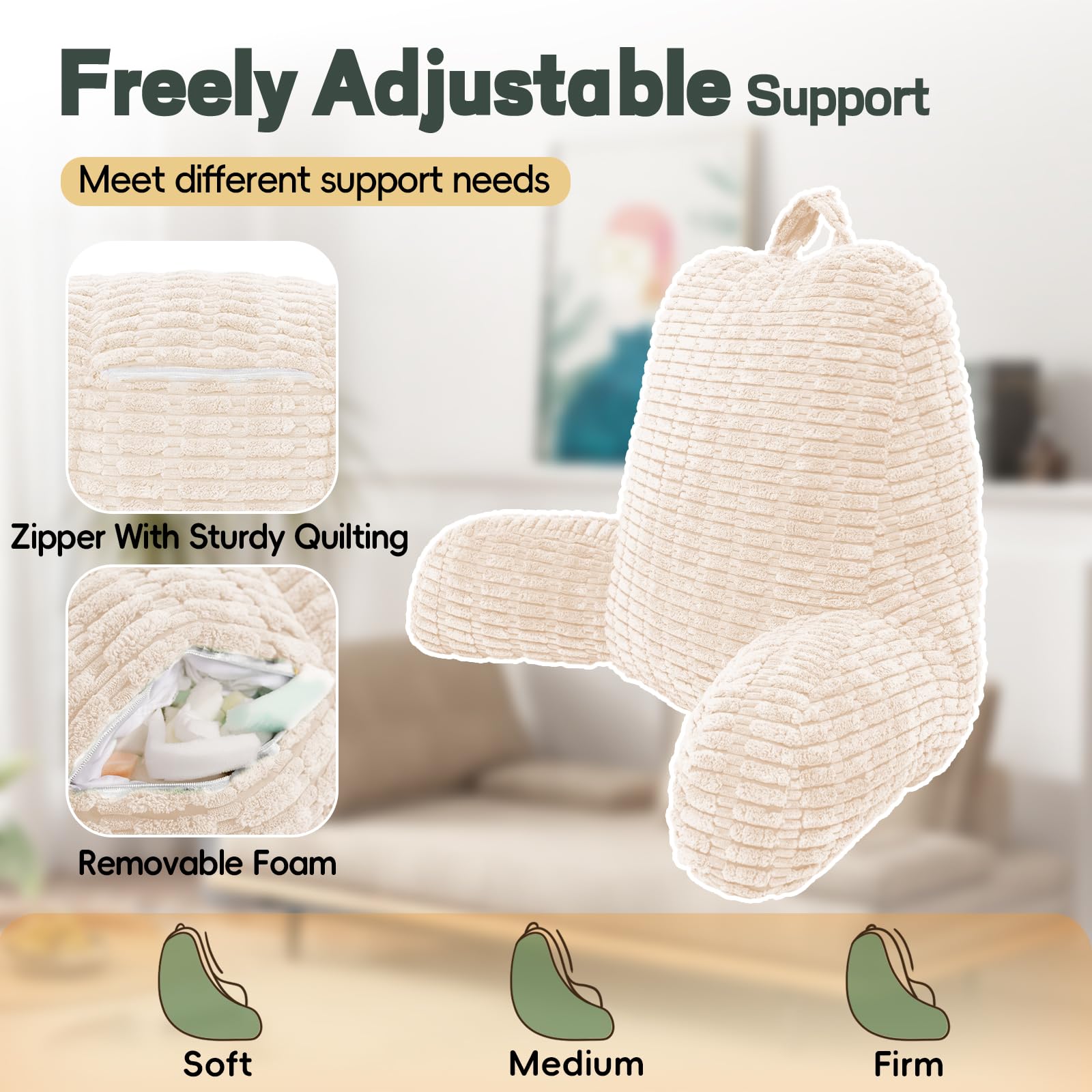 LUISOF adjustable fill with bottom zipper for customizable firmness.