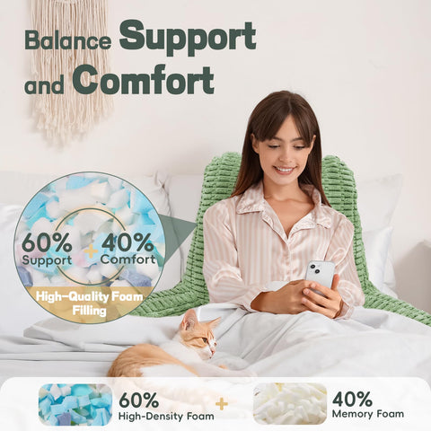 LUISOF arms-rest design cradles your forearms on the sage-green couch pillow.