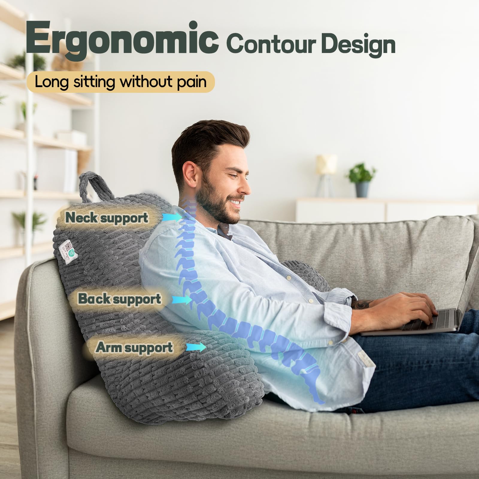 LUISOF ergonomic-arm-rest design delivers elbow-to-forearm support during reading.