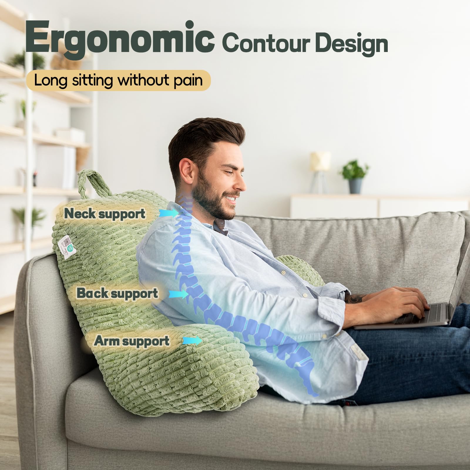 LUISOF memory foam blend supports neck and back during long sits.