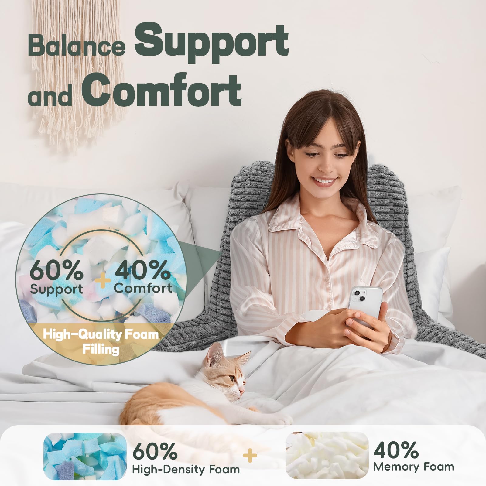 LUISOF memory-foam back-support pillow with arms-rest helps maintain good posture while lounging.