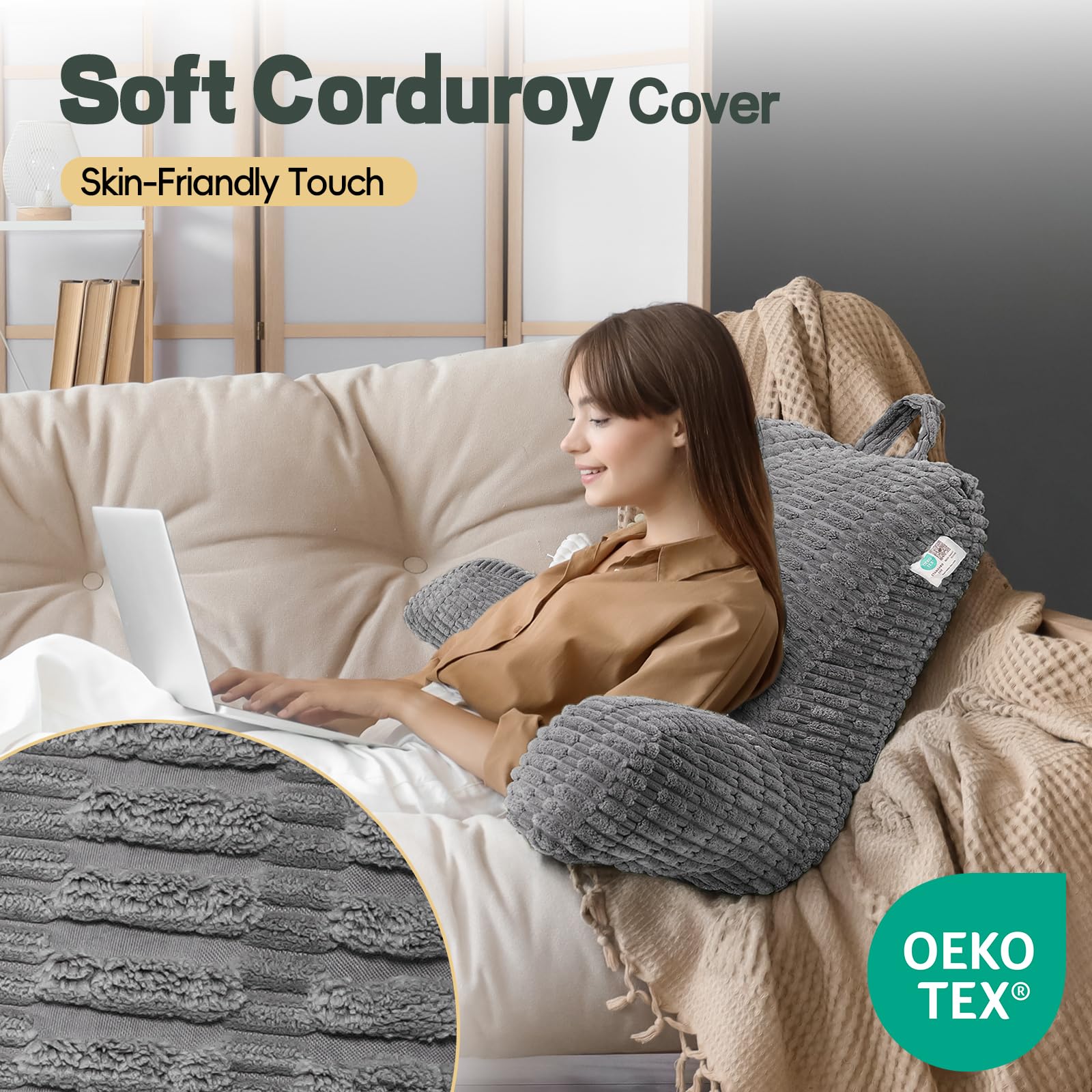 LUISOF portable bed chair pillow with handle travels easily between rooms.