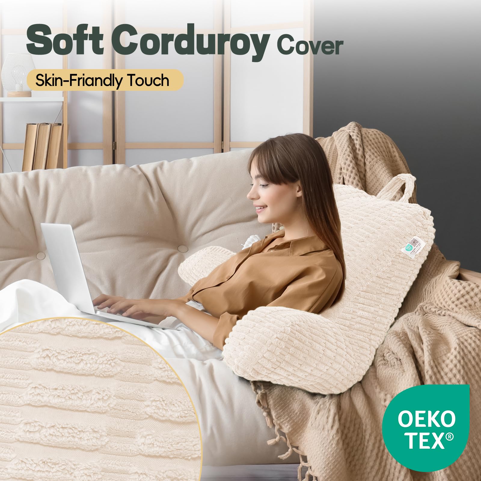 LUISOF portable bed pillow with handle for easy moving.