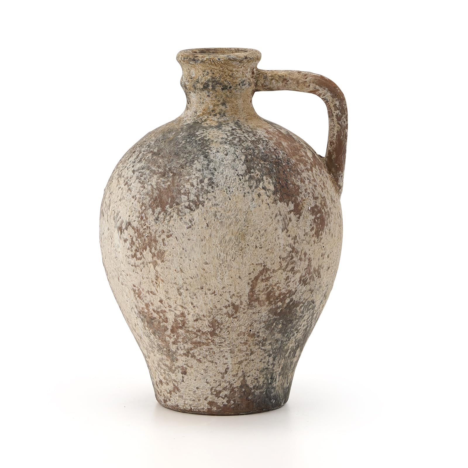 LUKA ceramic rustic farmhouse vase front view in warm terracotta for living spaces.