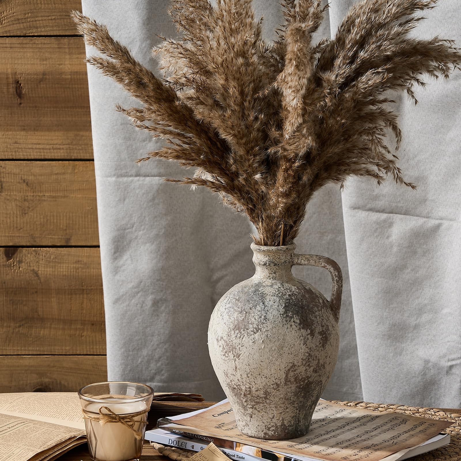 LUKA vase on living room mantle for subtle warmth.