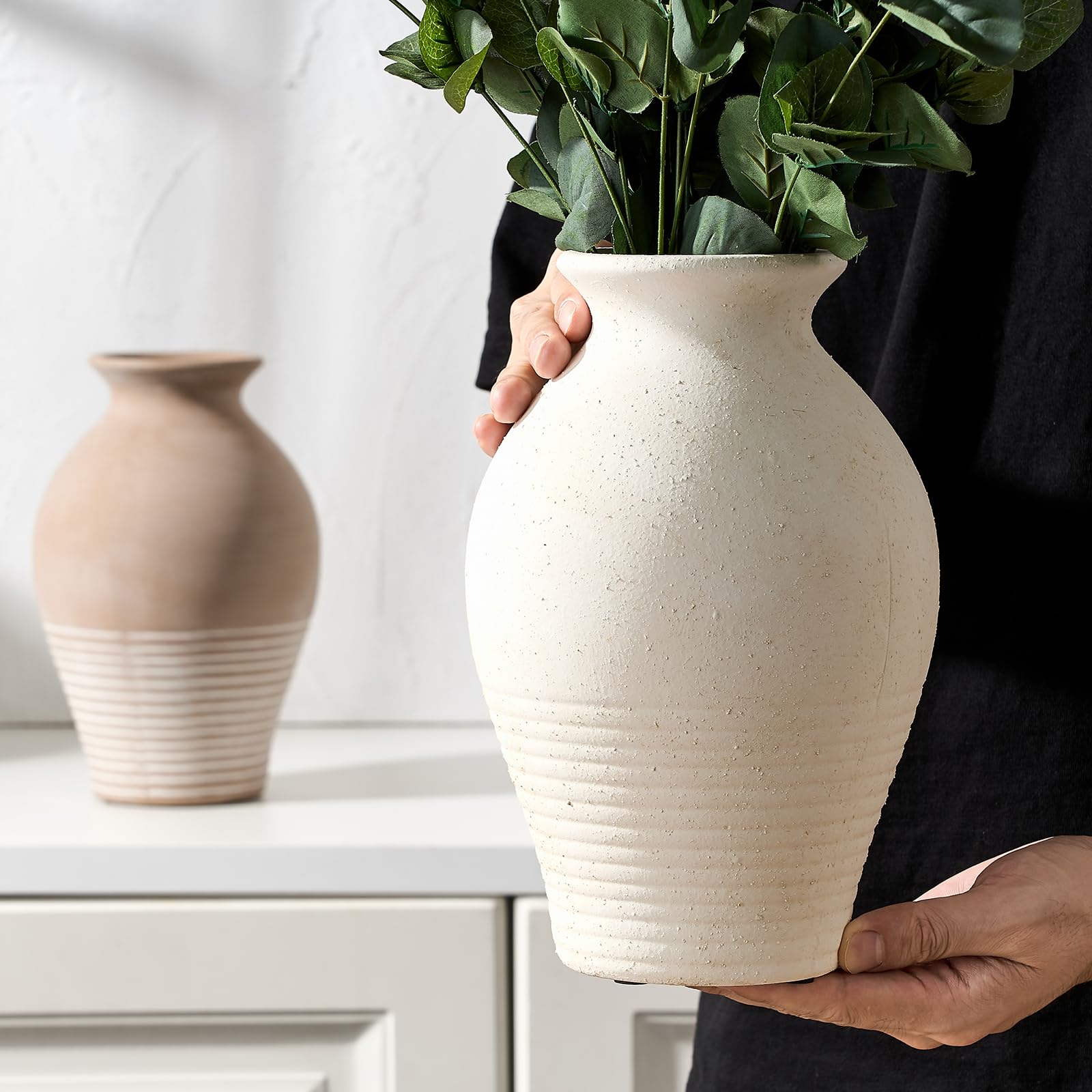 LUKA vase for living room centerpiece with fresh or faux flowers