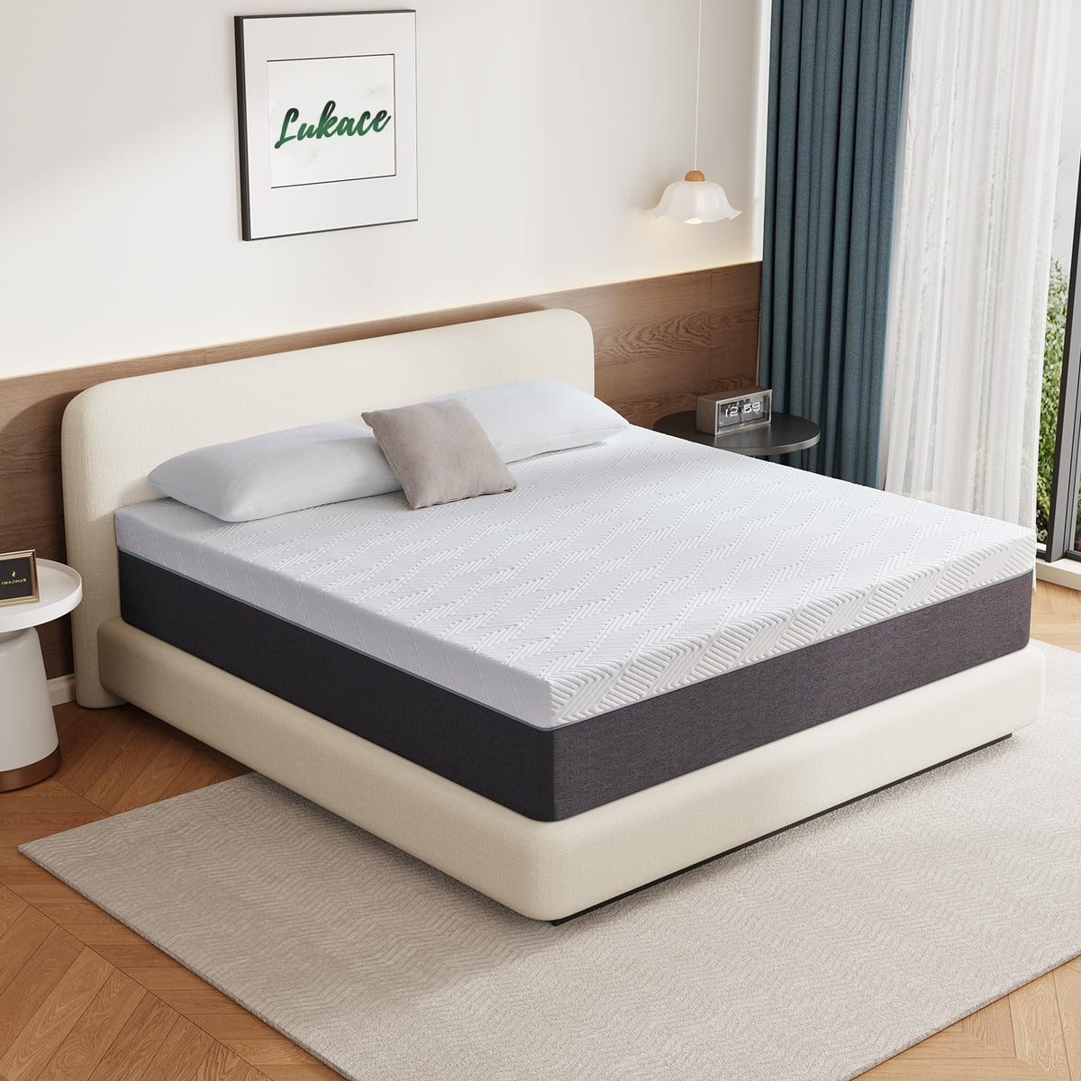 Lukace 8-inch twin mattress being unboxed and expanding