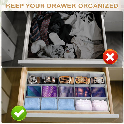 Lukeline linen storage box with detachable partitions for versatile closet use.
