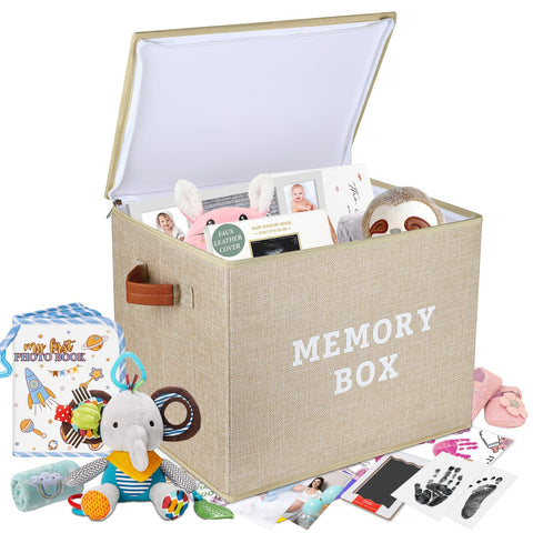 Lukeline Memory Box front view with stylish beige finish for easy access