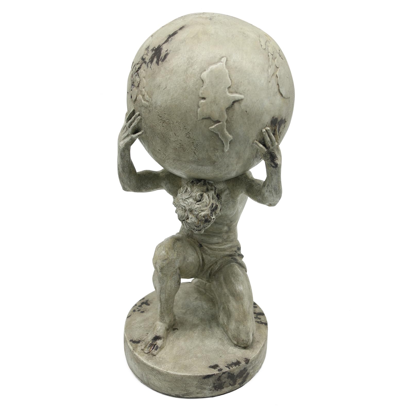 Lukitas Atlas holding the Earth statue casts compelling shadows in soft lighting.