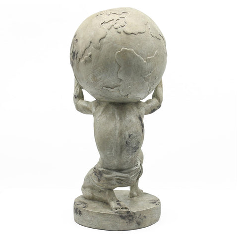 Lukitas Atlas holding the Earth statue as versatile home office decor accent.