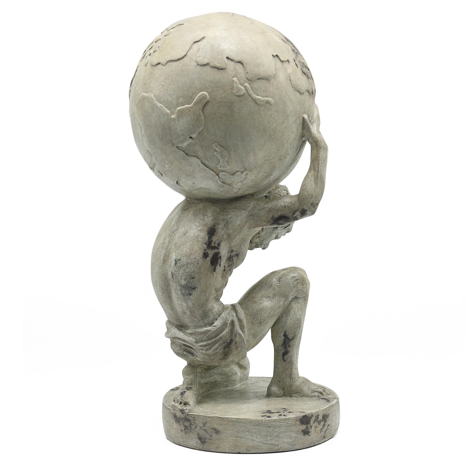 Lukitas Atlas holding the Earth statue symbolizes strength and responsibility in a stylish display.