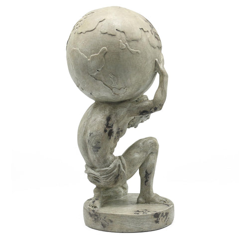 Lukitas Atlas holding the Earth statue symbolizes strength and responsibility in a stylish display.