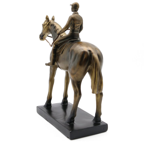 Lukitas resin horse rider, versatile decor piece for any room.