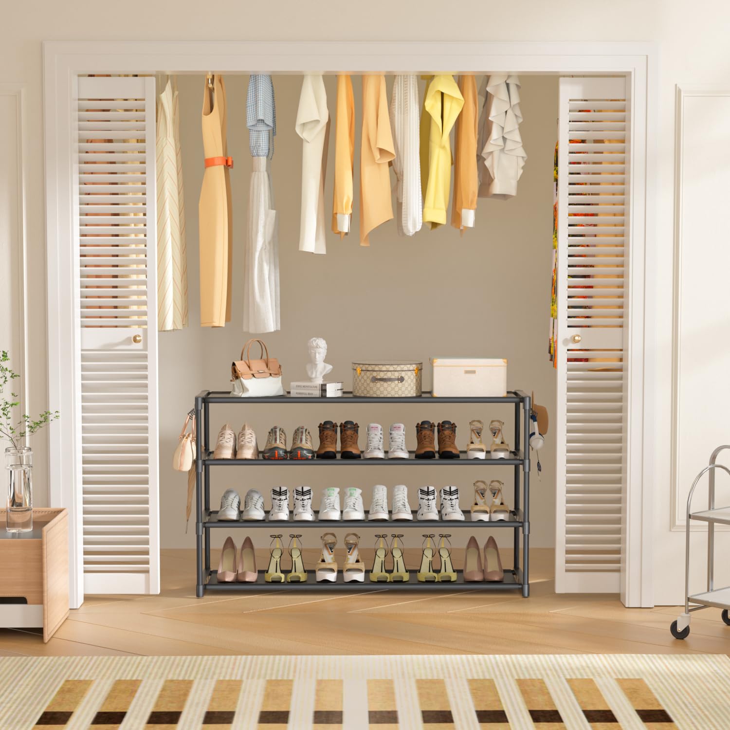 LUKYTOWER entryway organization saves hallway clutter with tidy footwear storage