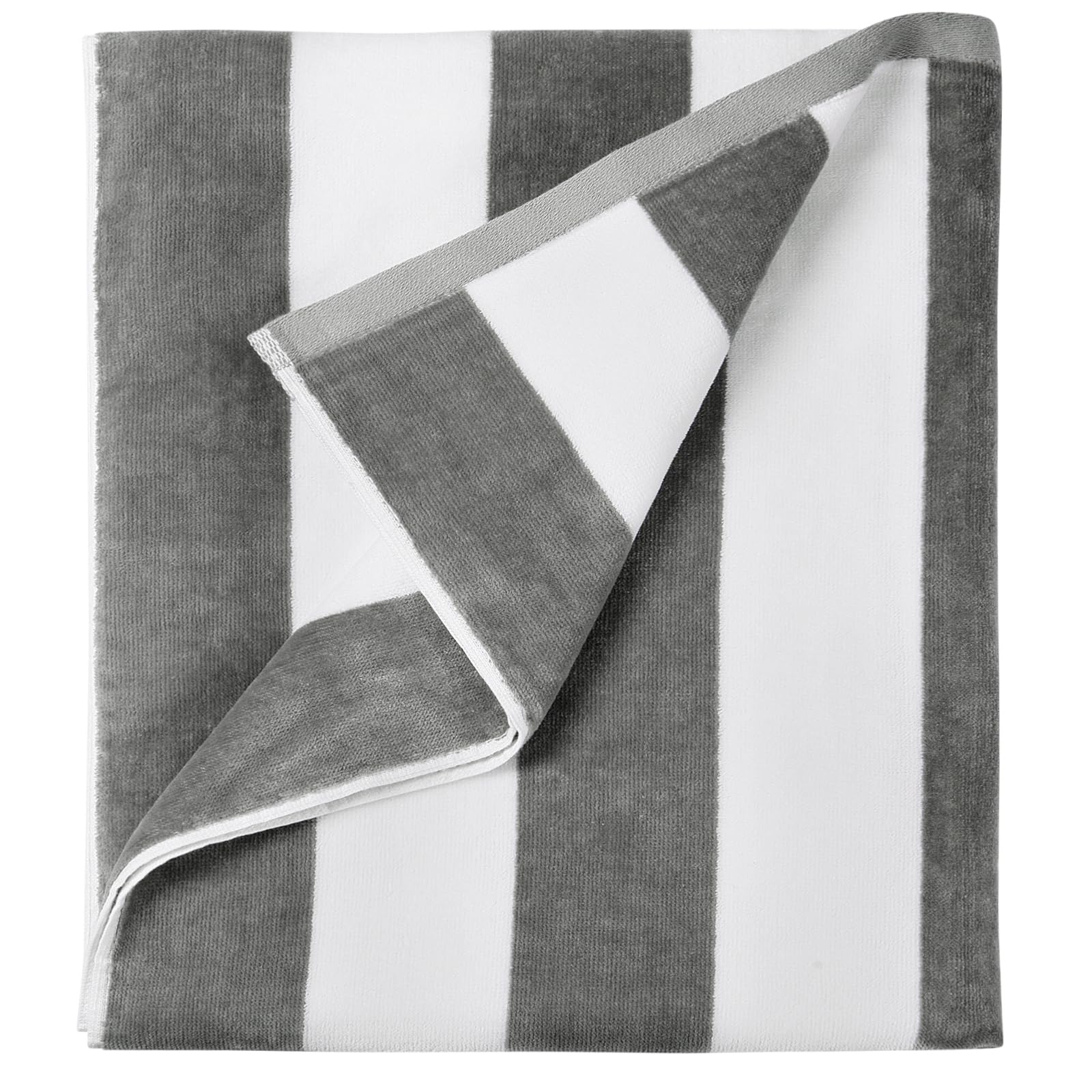 LULUHOME large oversized beach towel in grey stripes, ultra-absorbent and quick-drying.