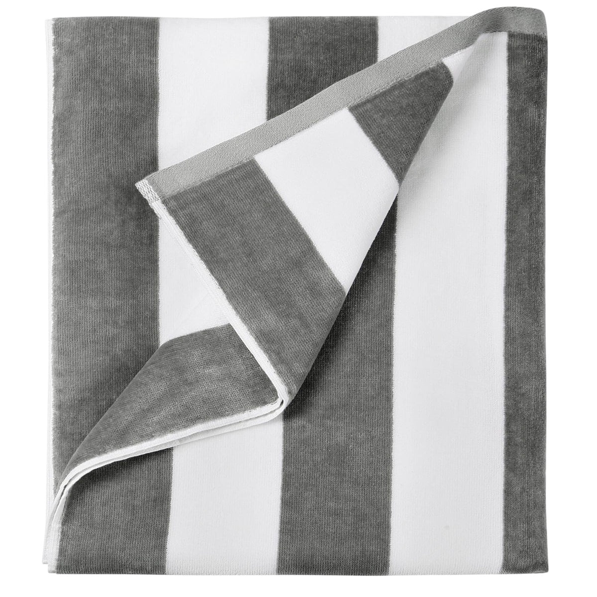 LULUHOME large oversized beach towel in grey stripes, ultra-absorbent and quick-drying.