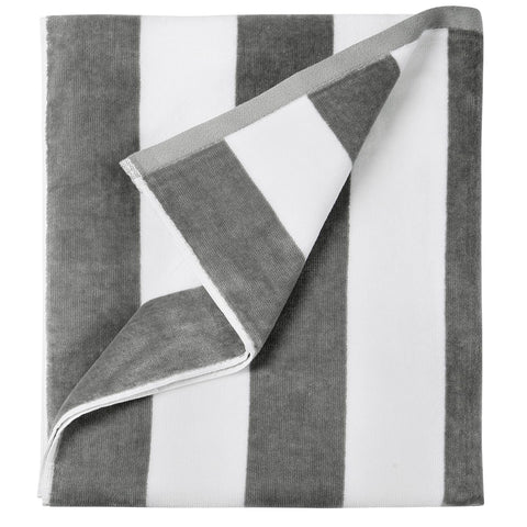 LULUHOME large oversized beach towel in grey stripes, ultra-absorbent and quick-drying.