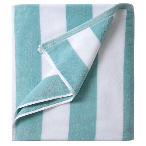 LULUHOME large-oversized beach towel aqua stripe offers comfy beach coverage.