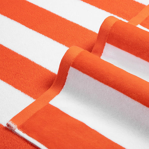 LULUHOME orange striped cabana towel for poolside use