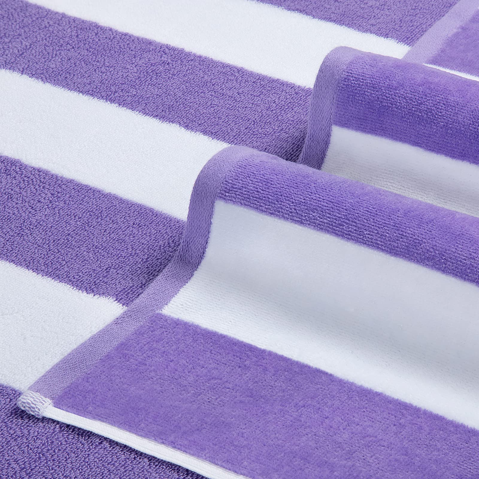 LULUHOME purple striped cabana towel on sand, stylish and quick-dry appeal