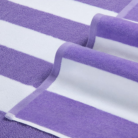 LULUHOME purple striped cabana towel on sand, stylish and quick-dry appeal
