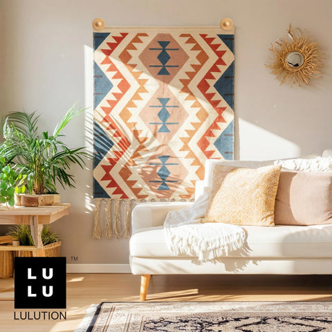 LULUTION pack of four wooden hangers for versatile textile display.