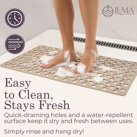 LUMA HOME spa-inspired beige tone enhances bathroom ambiance.
