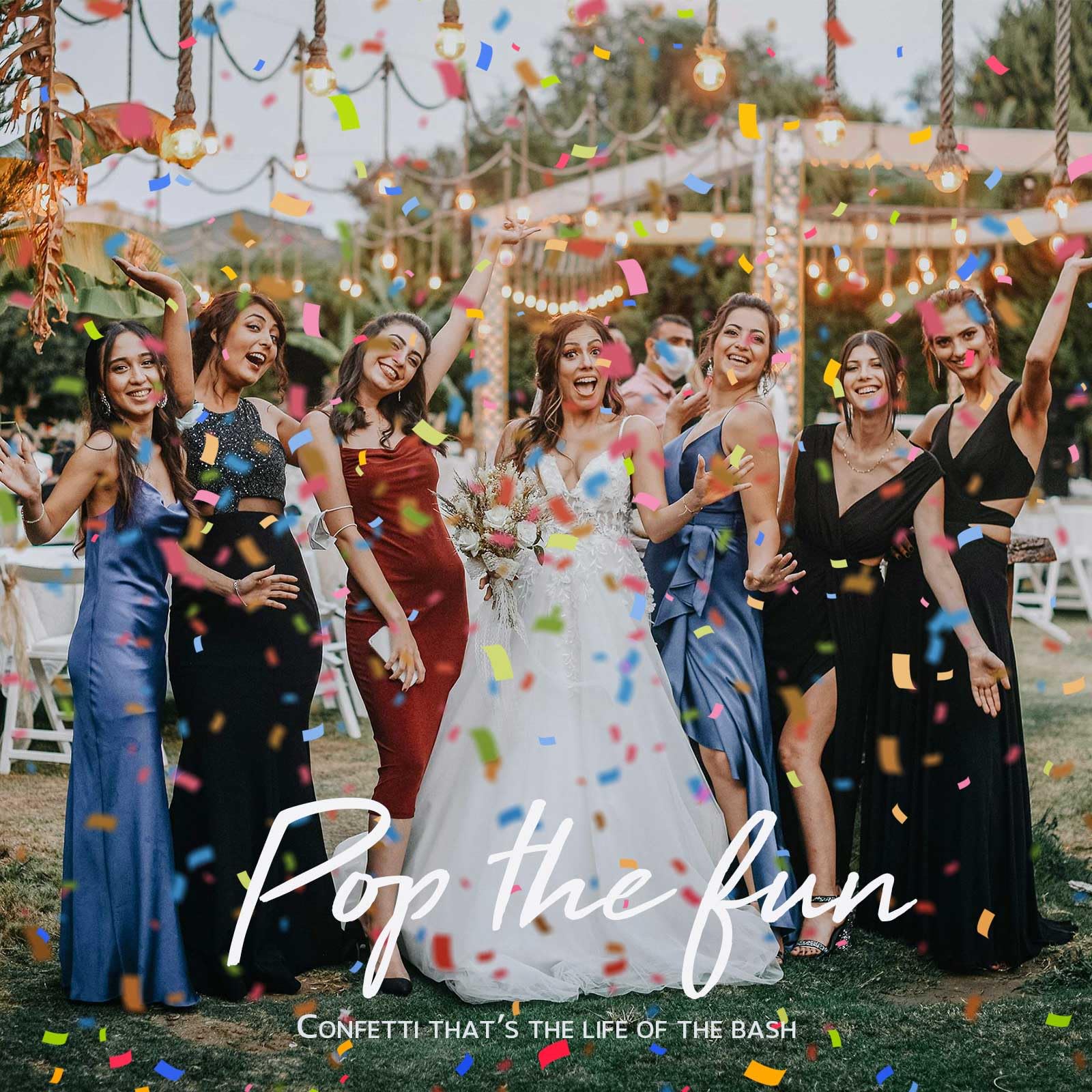 LUMAFIZZ multicolor confetti shoots a bright celebratory arc.