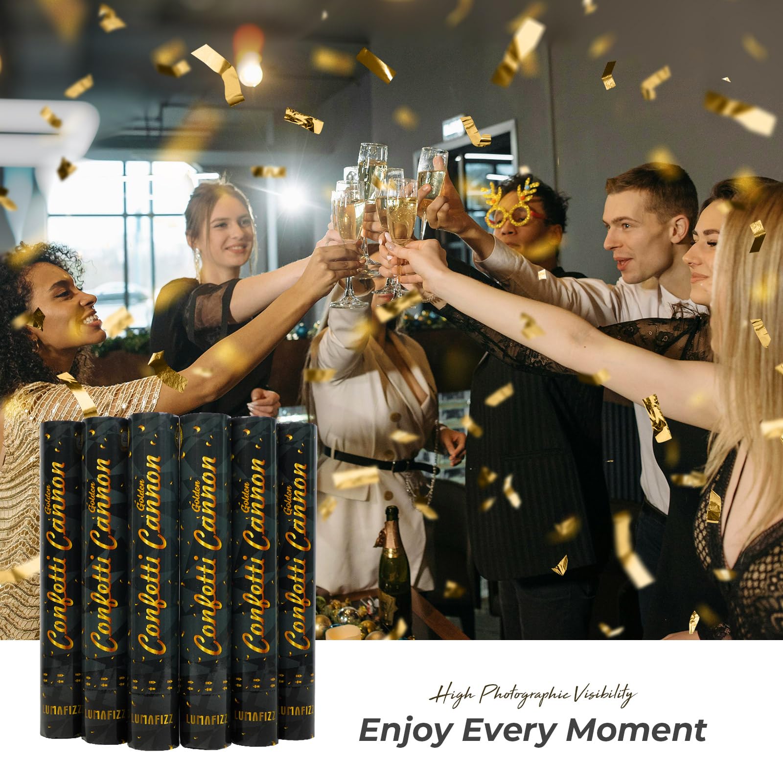 Lumafizz fireproof gold mylar confetti preserves safety and sparkle.