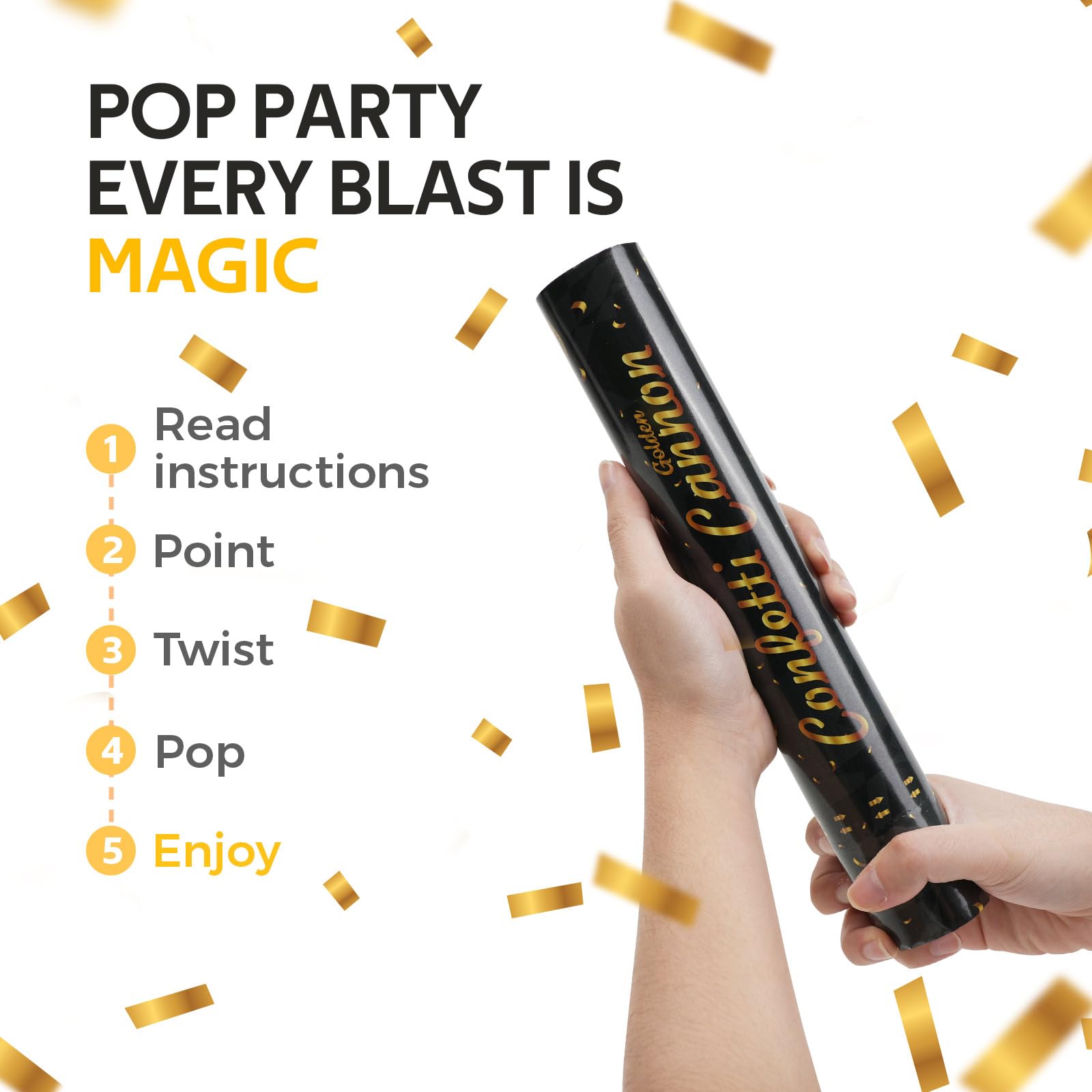 Lumafizz 6-pack confetti cannons suit weddings, birthdays, graduations beautifully.
