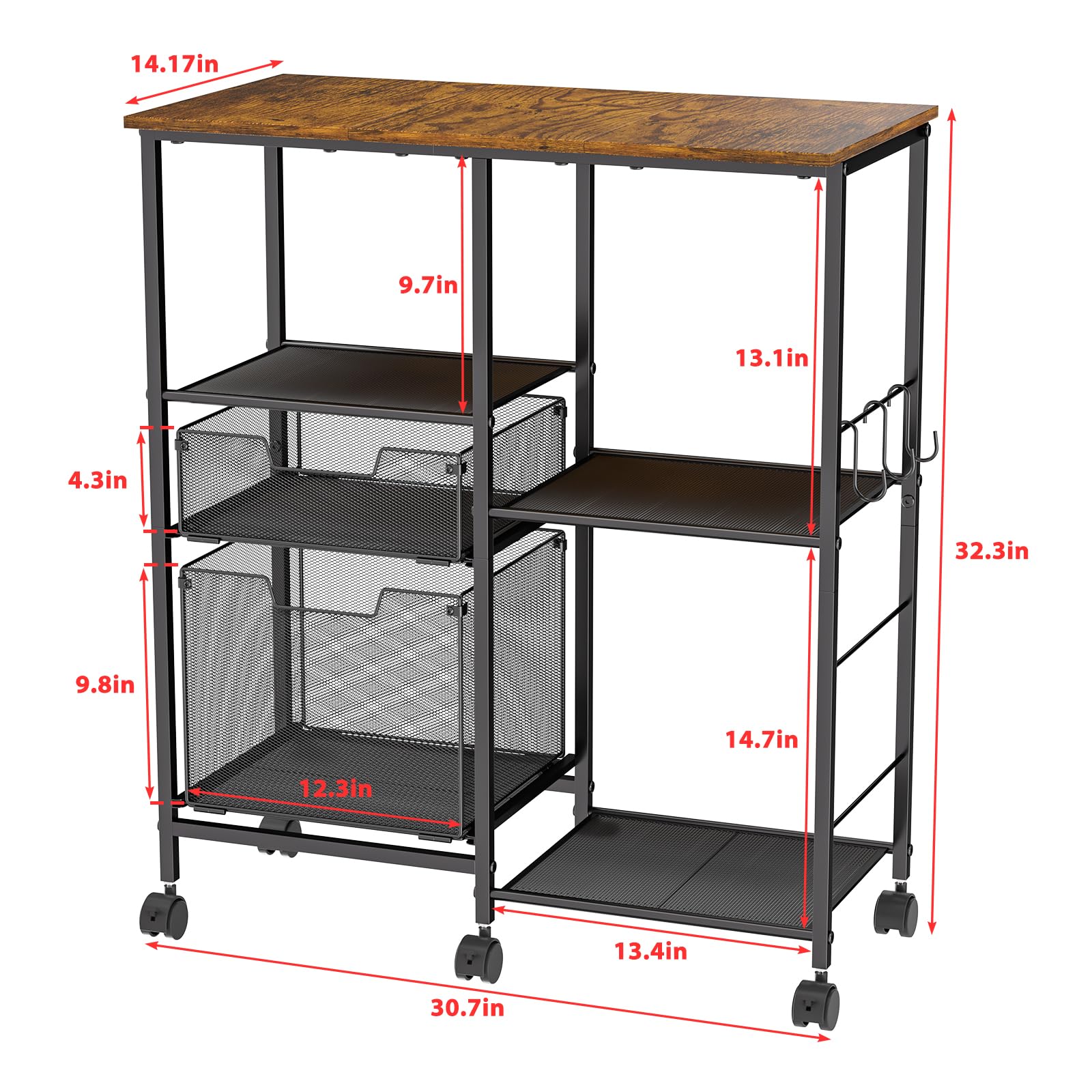 LUMAMU corner-space saving cart maximizes small kitchen space and workflow.