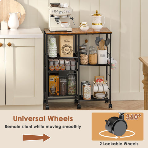 LUMAMU kitchen island cart with multiple tiers expands counter space.