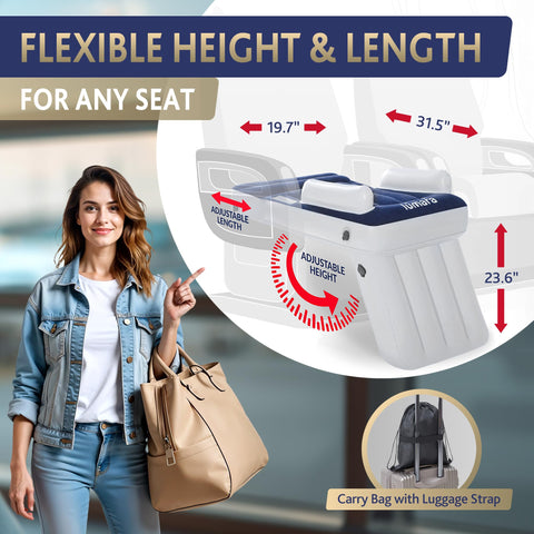 LUMARA soft flocked surface provides cozy feel for travel naps.