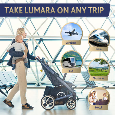 Lumara toddler airplane bed in-flight setup ensures easier travel.