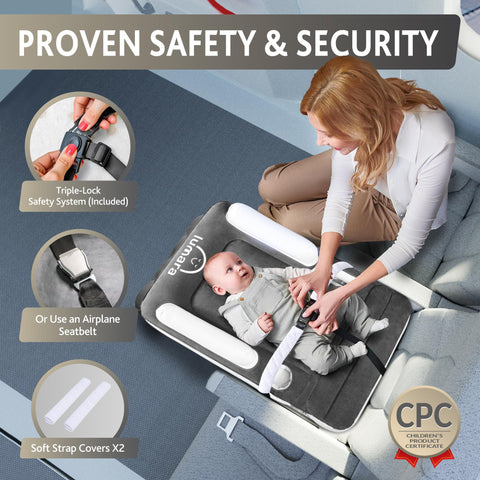 LUMARA Toddler travel bed with safety belt secures child on seat