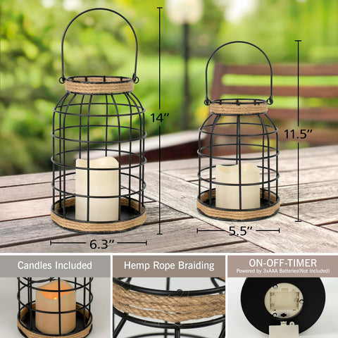 Lumeavetra outdoor lanterns illuminate the patio with safe flameless light.