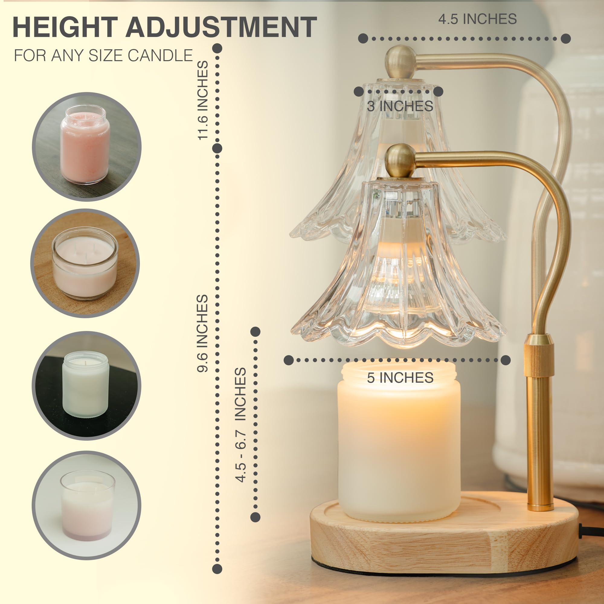 Lumenblush adjustable height fits short to tall jar candles with ease