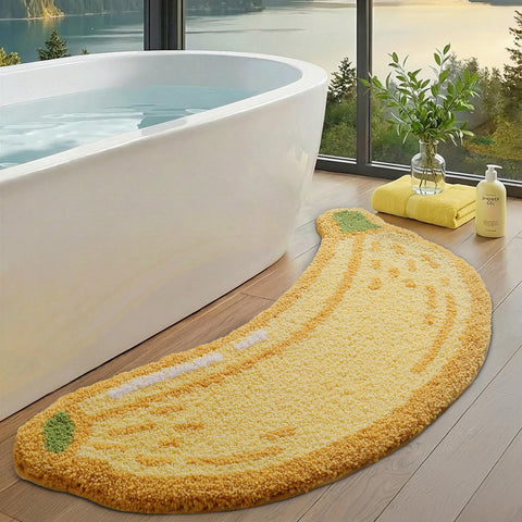 LUMI Banana bath rug with plush texture for cozy post-shower feet