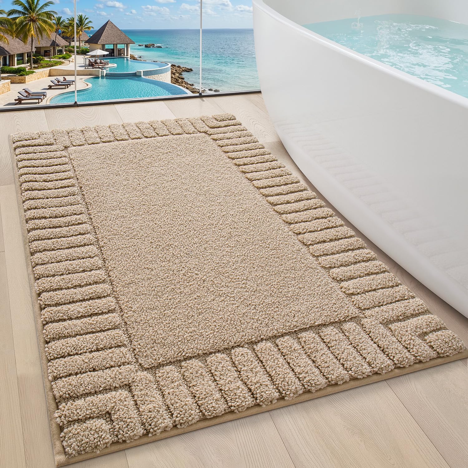 LUMI bath rug high absorbency quickly soaks up water for dry floors