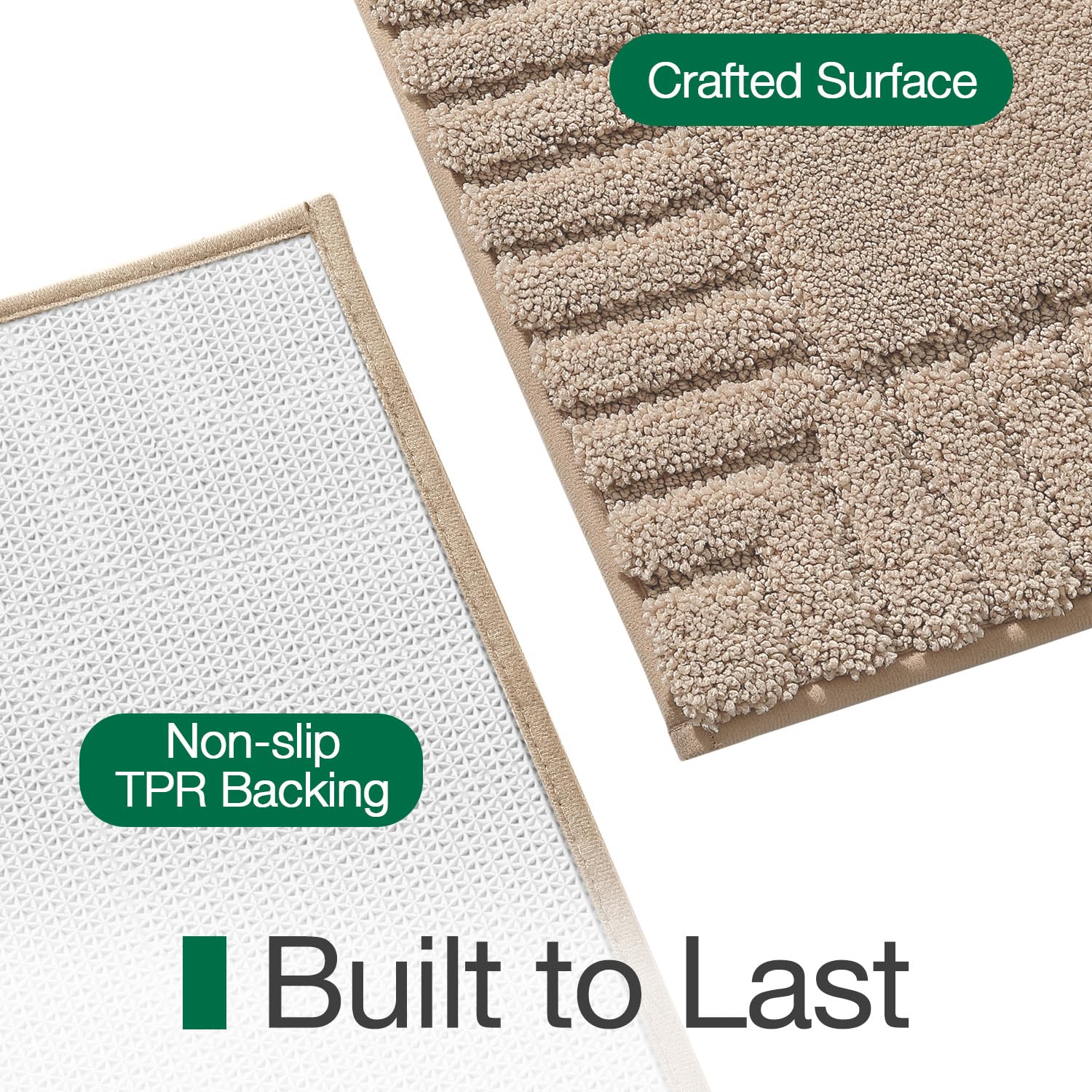 LUMI bath rug quick-dry design speeds moisture evaporation after showers