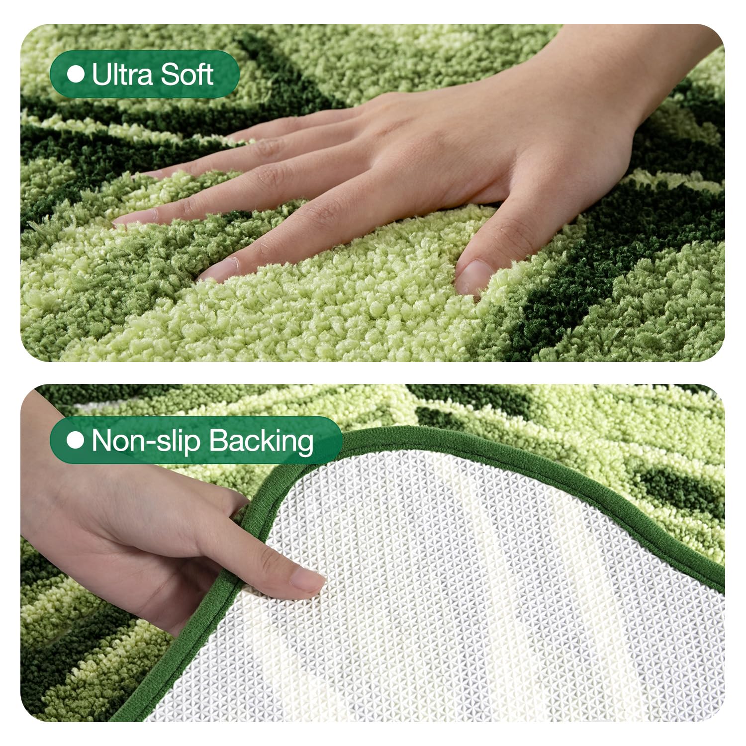 LUMI cute leaf rug offers versatile style for bathrooms and bedrooms.