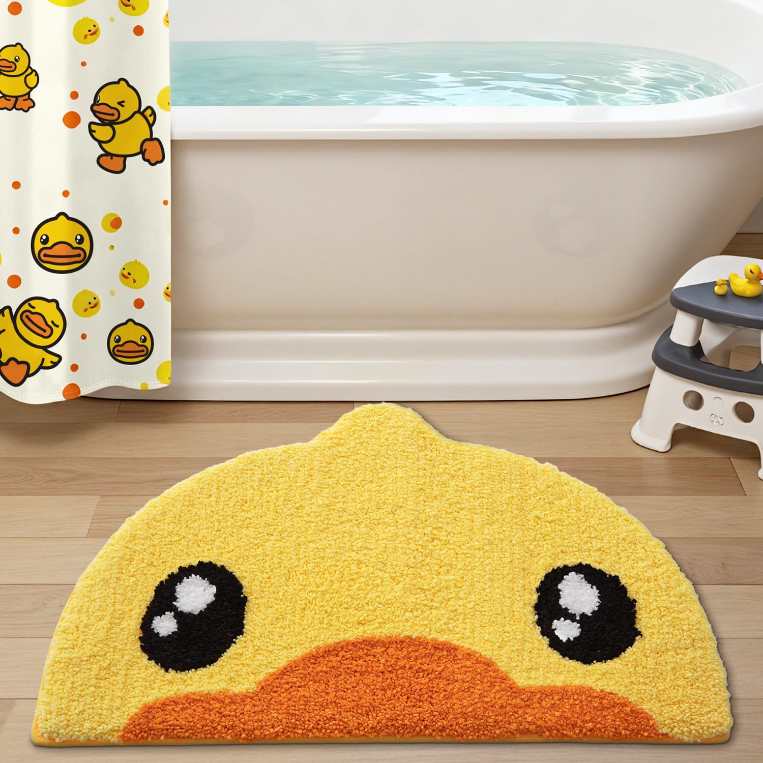 LUMI Cute Rubber Duck bath rug absorbency keeps floors dry after showers