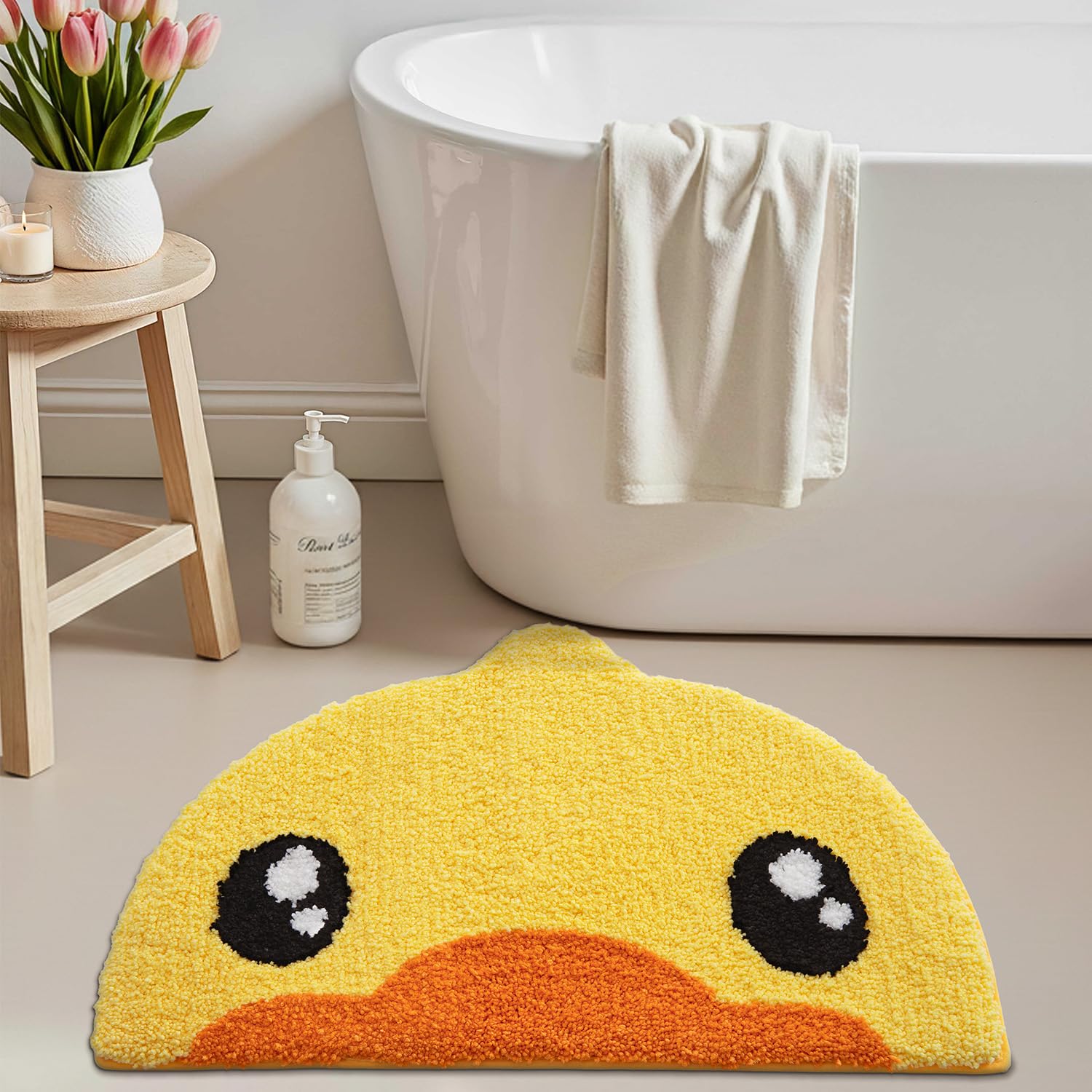 LUMI Cute Rubber Duck bath rug adorable animal design brightens bath