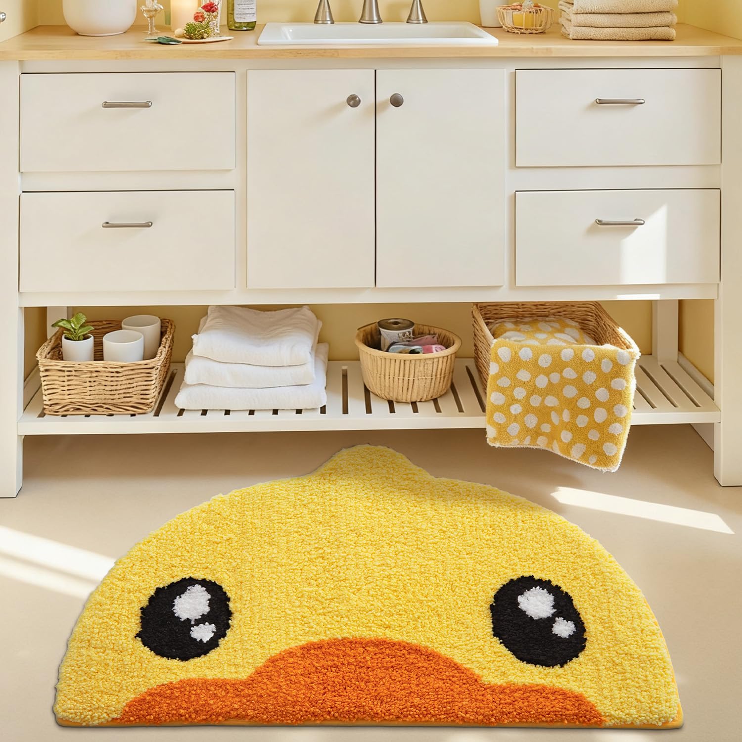 LUMI Cute Rubber Duck bath rug ultra-soft plush texture under feet