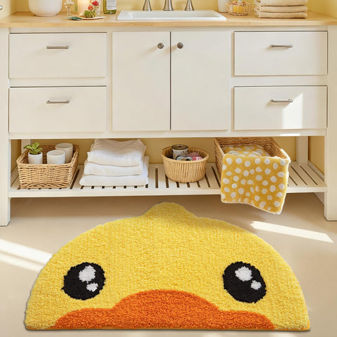 LUMI Cute Rubber Duck bath rug ultra-soft plush texture under feet