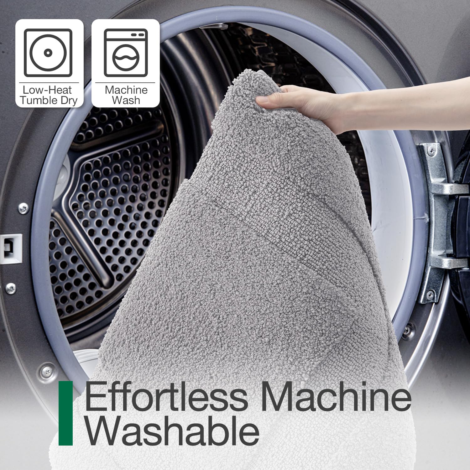 LUMI durable TPR backing bath rug in grey fits modern bathrooms